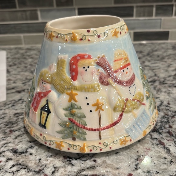 Yankee Candle Large Jar Ceramic Snowman Shade Topper Christmas / winter Decor. - Picture 1 of 4